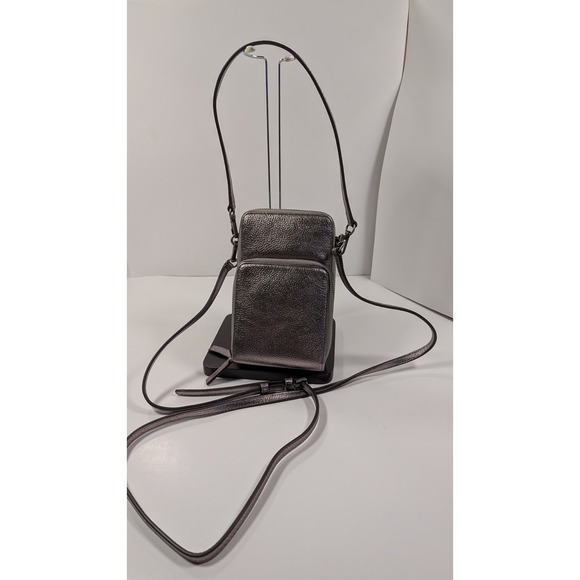 J Jill Handbags - Metallic Gunmetal Leather Crossbody JJill